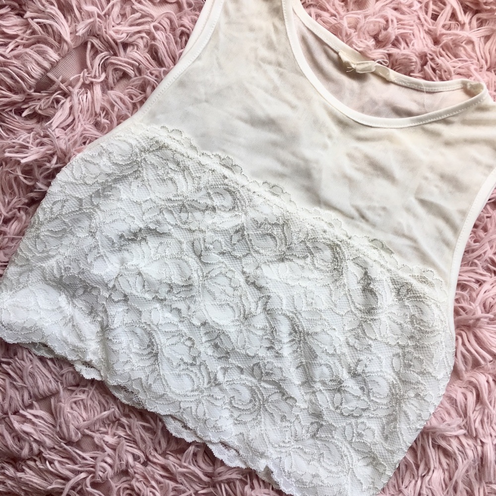 Ivory Lace Mesh Crop!
